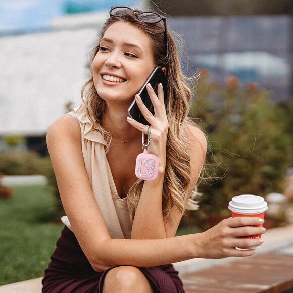 Women's Apple Airpods Flower Engraved Case Compatible Cleaner Kit Keychain Bag - Picture 5 of 9